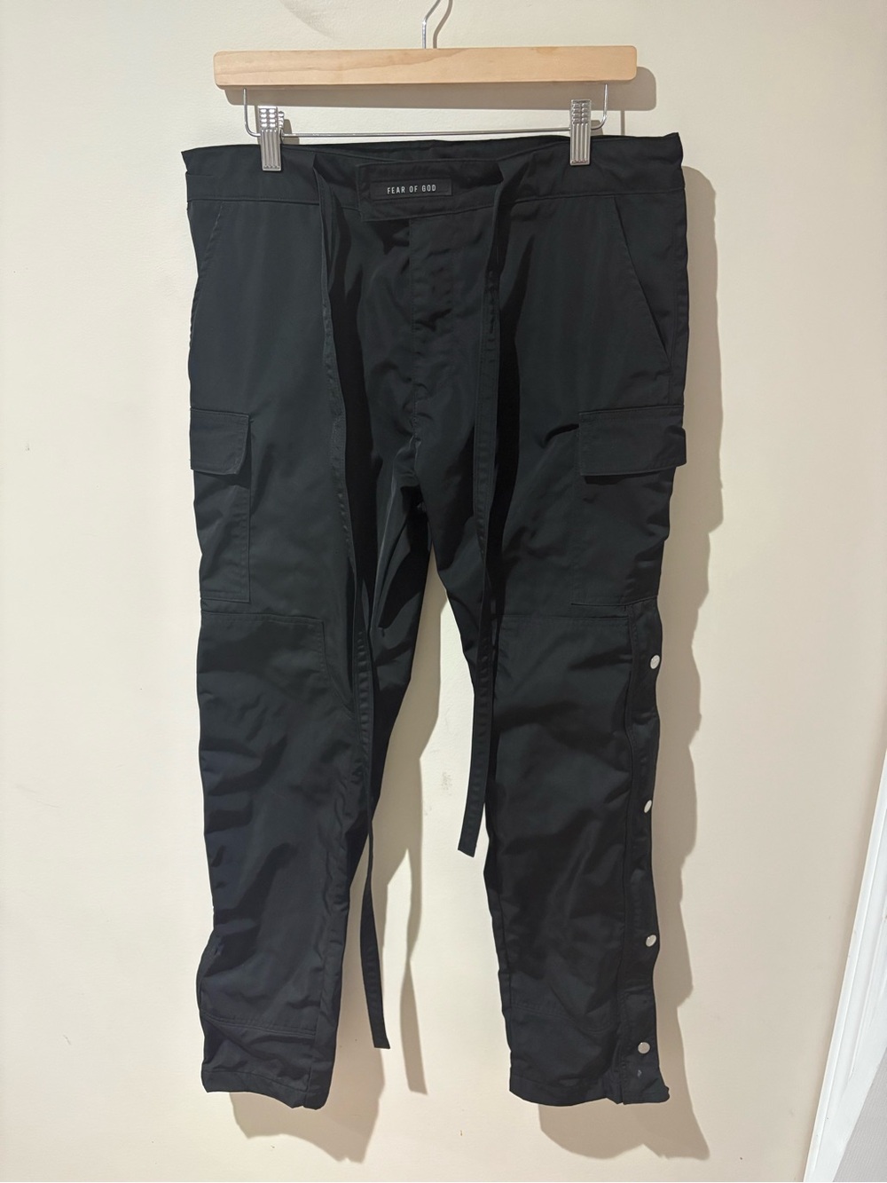 Fear of God Black Cargo Trousers with Snap Leg Details